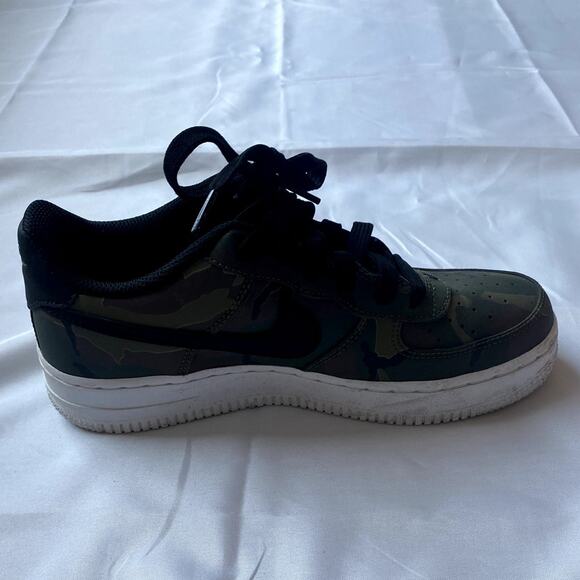 Nike Air Force 1 AF1 Black Olive Brown Green White Sole Size Youth 4 - Picture 9 of 10